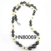 Pearl Style Hematite Stone Beads Necklace Cotton Thread